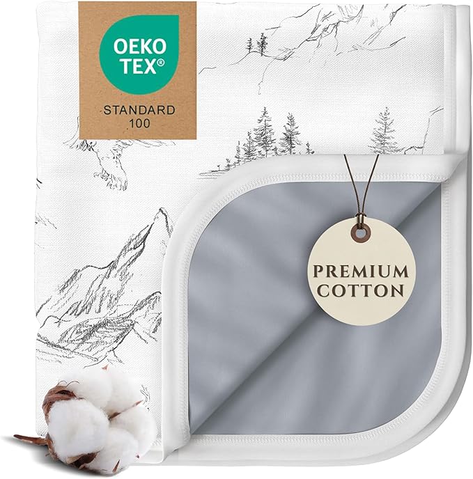 Pobibaby Premium 3-Layer Baby and Toddler Blanket ??Ultra-Soft Cotton Blend, Breathable Baby Blankets for Boys & Girls, 50''x50'' Soft Blanket, Neutral Design (Explore Monochrome)