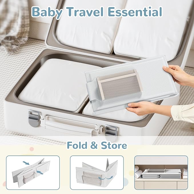 Collapsible Baby Bathtub, Foldable Toddler Bath Tub with Chick Pattern Bath Rinse Cup, No Assembly Portable Travel Bathtub for 6M-5Y, Ideal for Shower, Travel Essentials & Baby Registry Gift