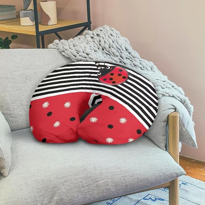 Forchrinse Red Ladybug Polka Dot Nursing Pillow Cover for Girls Cute Ladybug Print Nursing Pillow Slipcover for Breastfeeding Moms,Washable