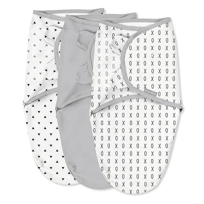 SwaddleMe by Ingenuity Original Swaddle, 100% Cotton, Improves Sleep & Calms Startle Reflex, 0-3 Months, 3-Pack - Xoxo