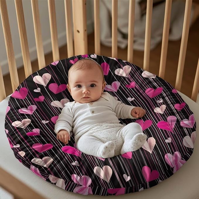 Heart Nursing Pillow Covers for Breastfeeding Pillow Stretchy and Cozy Breastfeeding Pillow Slipcovers for Baby Girls Soft Breastfeeding Pillow Covers Fits for Infant Support