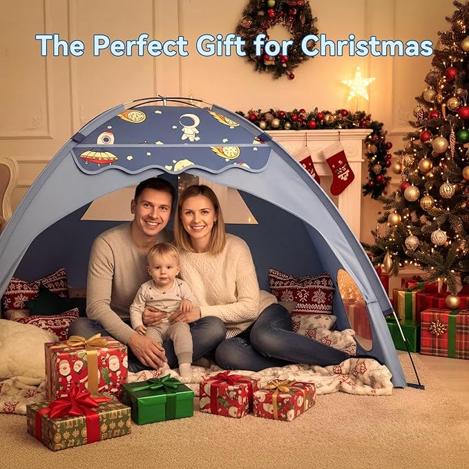 AFUNX Kids Play Tent, Space Theme Indoor Tent with Tunnel Port, Foldable Playhouse for Boys and Girls, Ideal House for Imaginative Play,Perfect Kid?™s Gift- 70" x 45" x 43"