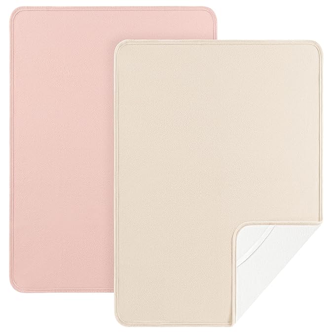 Portable Diaper Changing Pad 2 Pack Baby Changing Pad Travel, Lightweight Absorbent Baby Changing Mat 35 * 29.5 inch Diaper Bag Essentials - Apricot&Pink