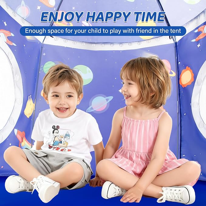 Rocket Space Ship Kids Play Tent Gift, Toddlers Playhouse Castle Toys, Baby Boys Girls Gift for 3 4 5 6 7 Year Old, Outdoor Indoor Teepee Tent