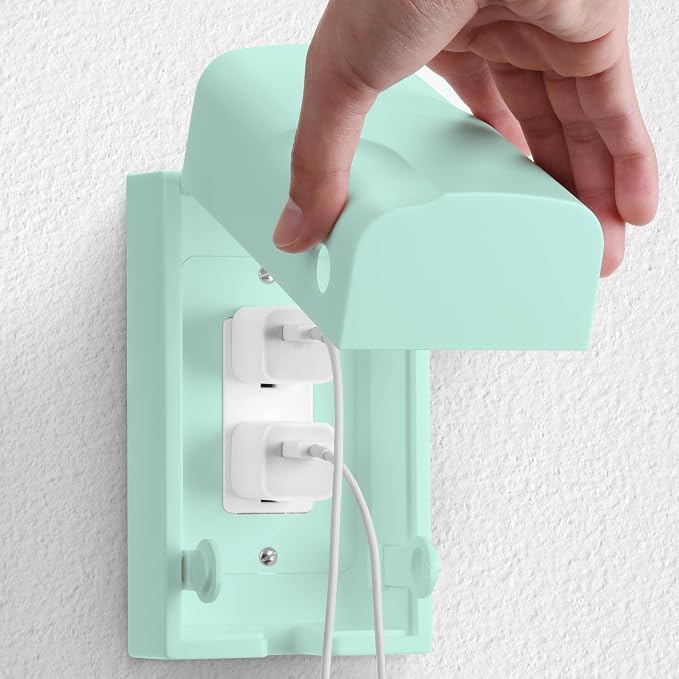 Bates - Baby Safety Outlet Cover Box, Cyan Blue, Outlet Covers Baby Proofing, Plug Covers Baby Proofing, Baby Outlet Cover, Socket Covers Baby Proofing, Baby Outlet Covers Baby Proof, Outlet Box Cover