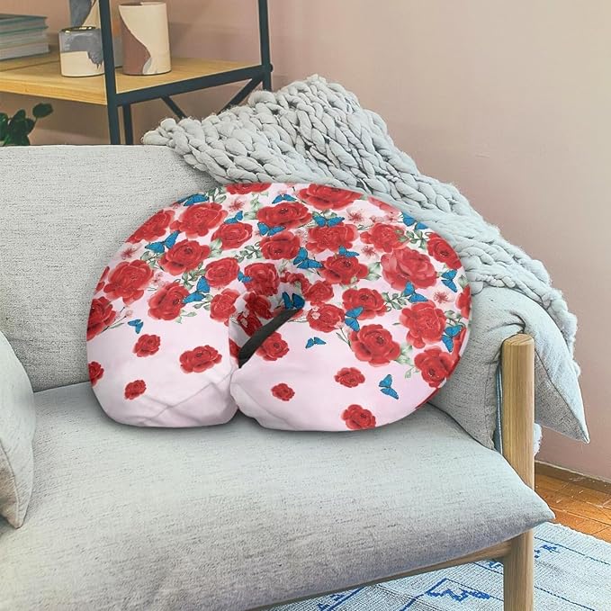 Rose Baby Nursing Pillow Cover for Newborn, Stretchy Replaceable Pillow Cover Slipcover U-Shaped Breastfeeding Pillowcase Cushion Cover
