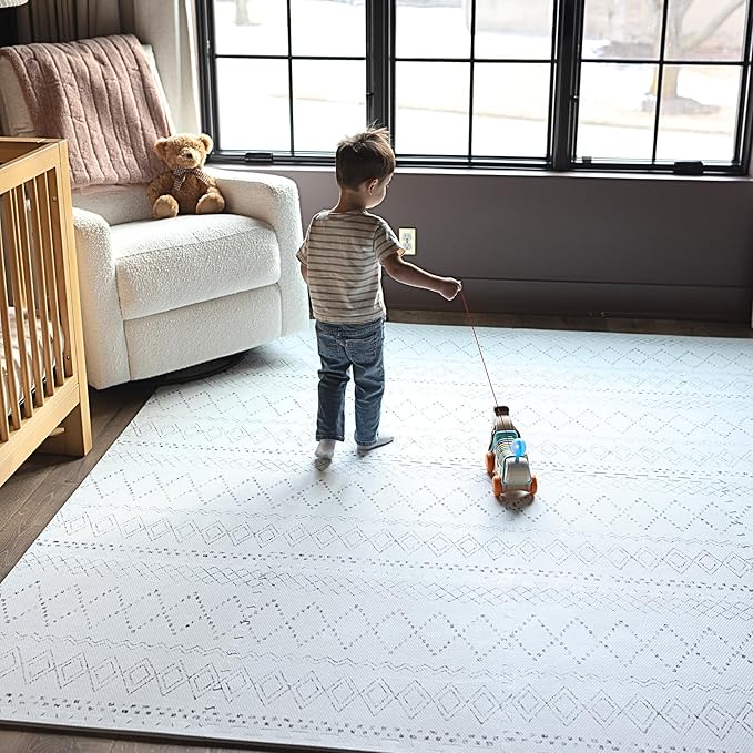 Little Landings Baby Play Mat for Floor - Boho (6x6ft) - Premium EVA Foam Play Mat for Babies & Toddlers (Ages 0-5+) - Non-Toxic Playmat for Tummy Time, Crawling & Playroom - Stylish & Comfortable