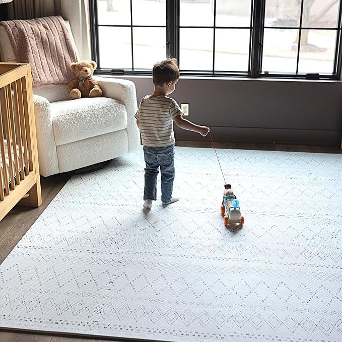 Little Landings Baby Play Mat for Floor - Boho (6x8ft) - Premium EVA Foam Play Mat for Babies & Toddlers (Ages 0-5+) - Non-Toxic Playmat for Tummy Time, Crawling & Playroom - Stylish & Comfortable