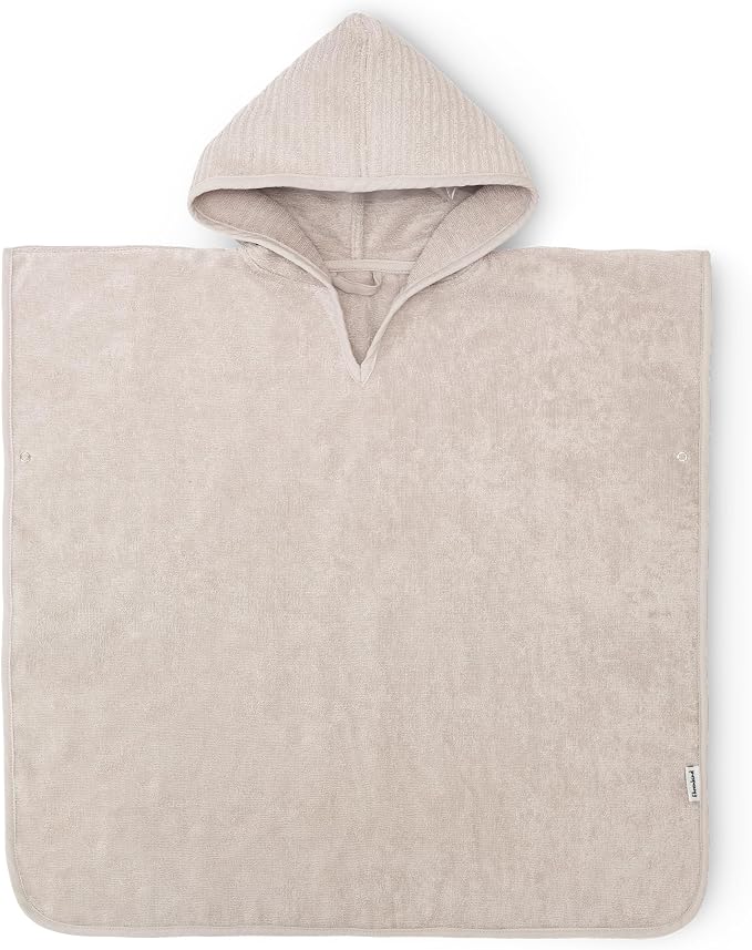 Ehrenkind® Kids Hooded Towel Poncho - 100% Organic Cotton Bathrobe for Boys & Girls, Soft & Absorbent Terry, Oeko-TEX Certified, One Size Beige, Perfect for Bath, Pool & Beach