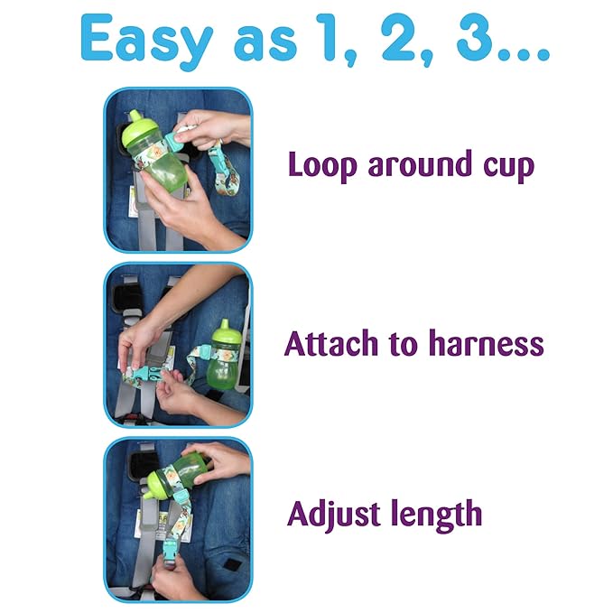PBnJ Baby SippyPal Sippy Cup Holder Strap Leash Tether (Pink Dots 2-Pack)