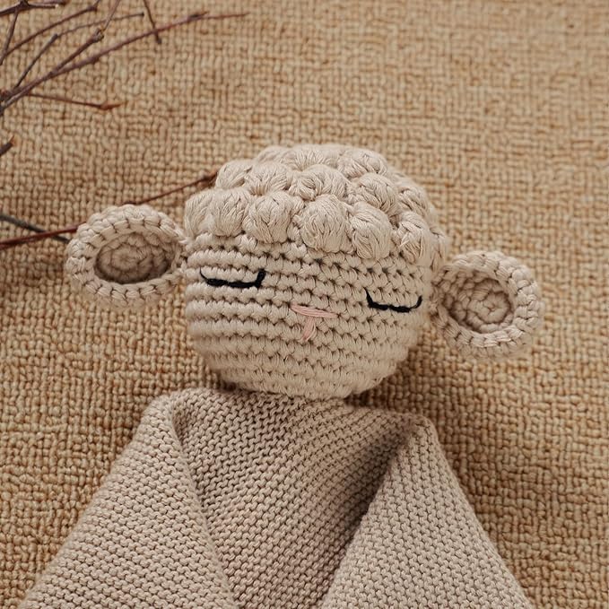 Neiwech Sheep Snuggle Loveys for Babies Cotton Baby Security Blanket for Newborn Infant Boys Girls Camel