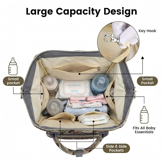 Camo Diaper Bag Backpack Multi-Function Diaper Bag for Baby Care Essentials Waterproof Travel Baby Bag for Mom Dad