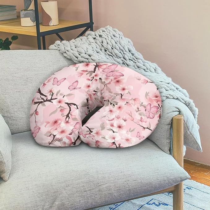 Butterfly Cherry Blossom Nursing Pillow Cover Breast Feeding Pillow Support Positioner Lounger Slipcover for Baby Boy Girl Newborn Infant