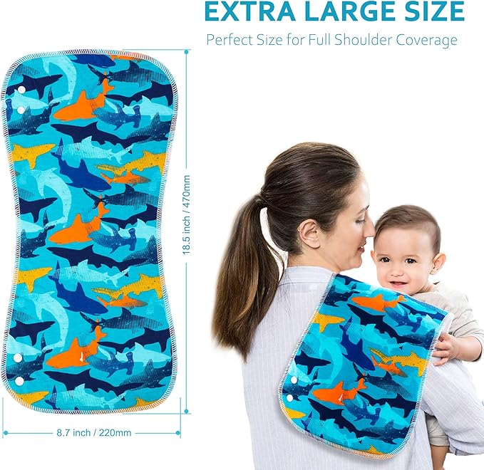 2-in-1 Burp Cloths and Baby Bibs - 6 Pack Large Super Absorbent Soft Cotton Burping Cloths for Spit Up, 3 Layers Thick Baby Burp Rags for Girls & Boys