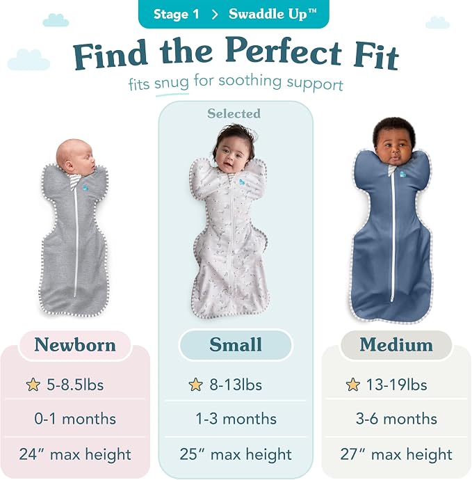 Love to Dream Swaddle UP, Baby Sleep Sack, Self-Soothing Sleep Sack 8-13 lbs., Dramatically Better Sleep, Secure Fit Calms Startle Reflex, 1.0 TOG, Small