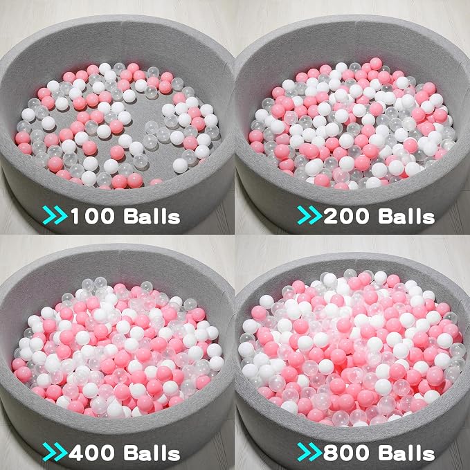 STARBOLO Ball Pit Balls for Toddlers Pack of 100 200 500 - BPA&Phthalate Free Non-Toxic Crush Proof Soft Plastic Balls for 1-5Years Old Toddlers Girl Kids Birthday Pool Playpen Tent Party