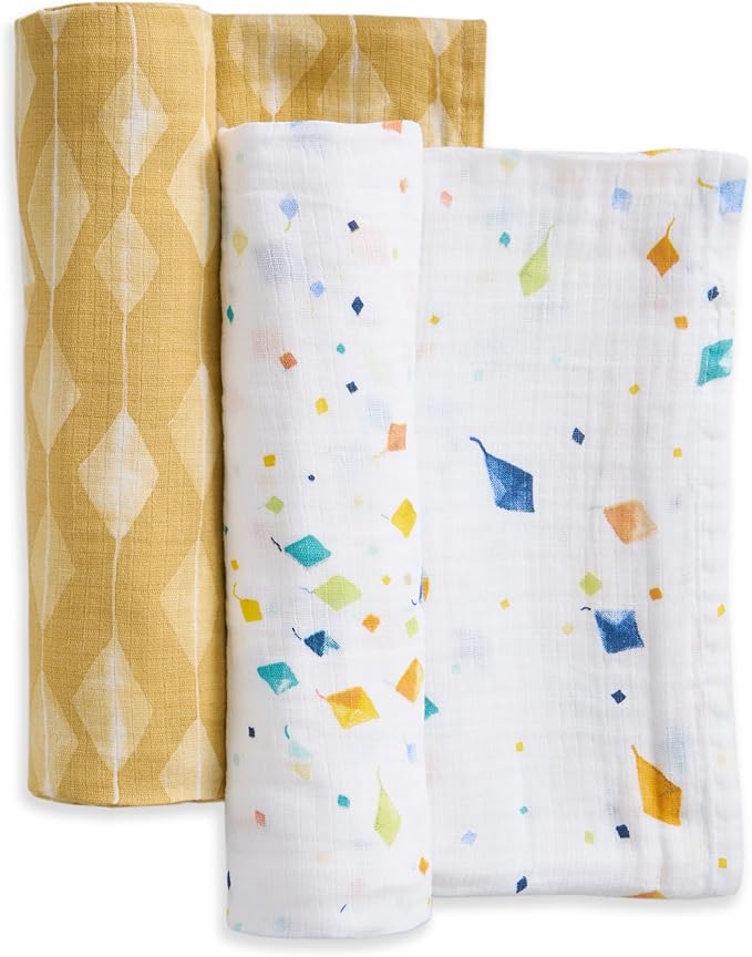 aden + anais Essentials Cotton Muslin Swaddles, Breathable Baby Blanket, Ideal for Boys, Girls, Newborns, Babies & Infants, Receiving Blanket, Soft and Lightweight Wrap, 2 Pack, Kite Parade