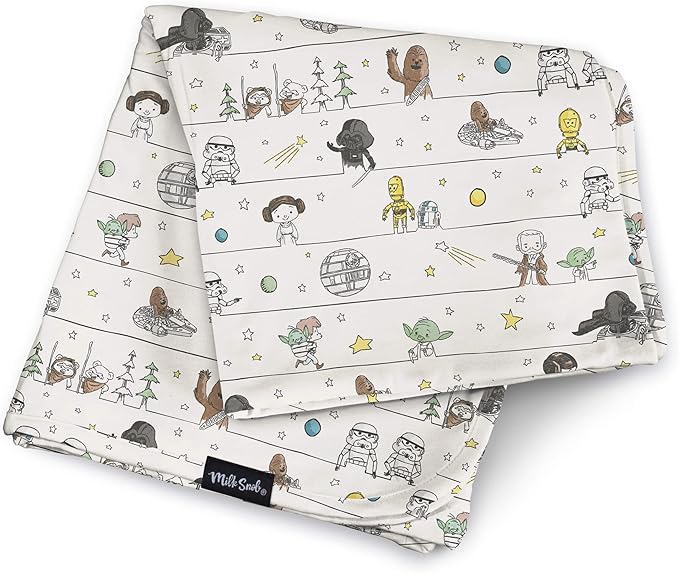 Milk Snob Star Wars Infant Boy/Girl Swaddle Blanket, Soft Receiving, Security and Play, Perfect for Summer, Toddler Infant Newborn Bedding, Baby Shower, Baby Registry Gift (Precious Padawans)