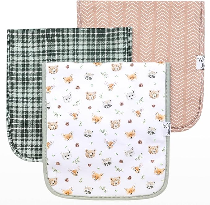 Copper Pearl Premium Baby Burp Cloths - 3-Pack Large Cotton Burp Cloths, Extra Soft Spit Up Rags with 3 Absorbent Layers, Perfect for Baby Boy and Baby Girl Gifts