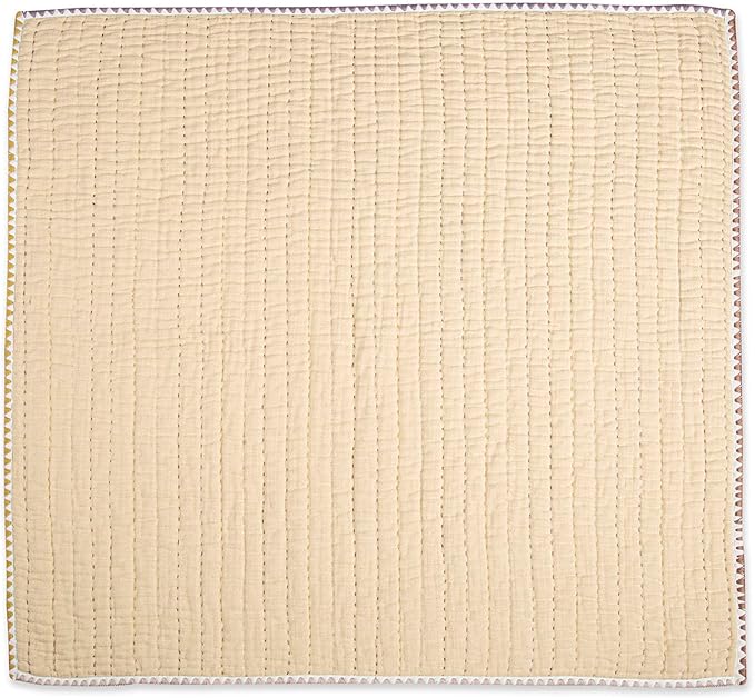 Crane Baby Blanket, 36??x 36?? Soft Cotton Quilted Nursery Blanket for Boys and Girls, Light Yellow