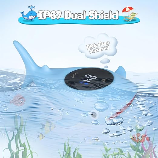 Baby Bath Thermometer - Digital Floating Water Thermometer with LED Display & Color Temperature Alerts, Rechargeable Bath Toy for Infant Bathtub Safety, Newborn Bath Essentials Gift