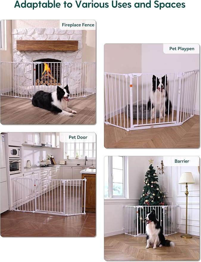 Babelio Baby Gate Extra Wide, Auto Close Dog Gate Pet Gate for House Stairs Doorways Fireplace (White, 72" Wide Gate - 3 Panels)
