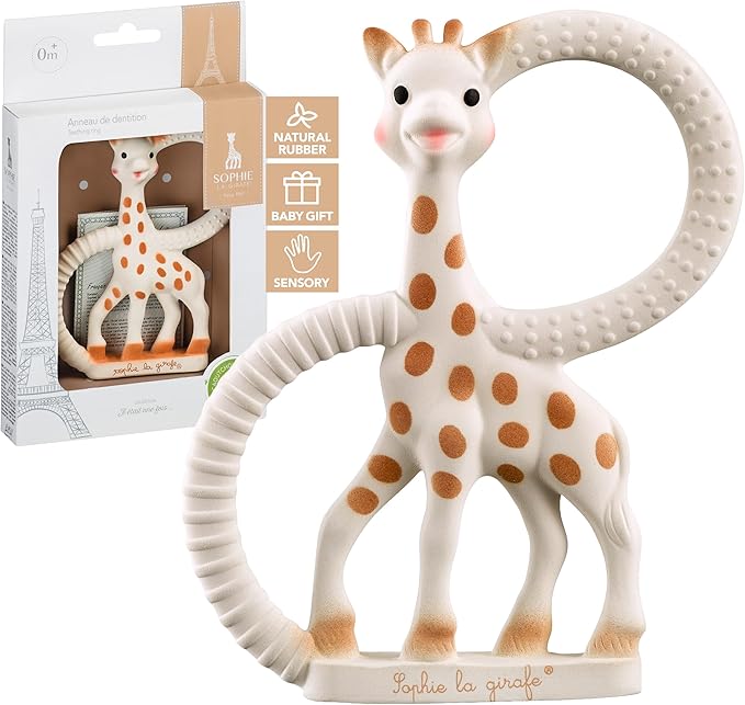 Sophie la girafe Teething Ring | Made from Natural Rubber | Designed for Teething Babies | Awaken All 5 Senses | Easy to Clean