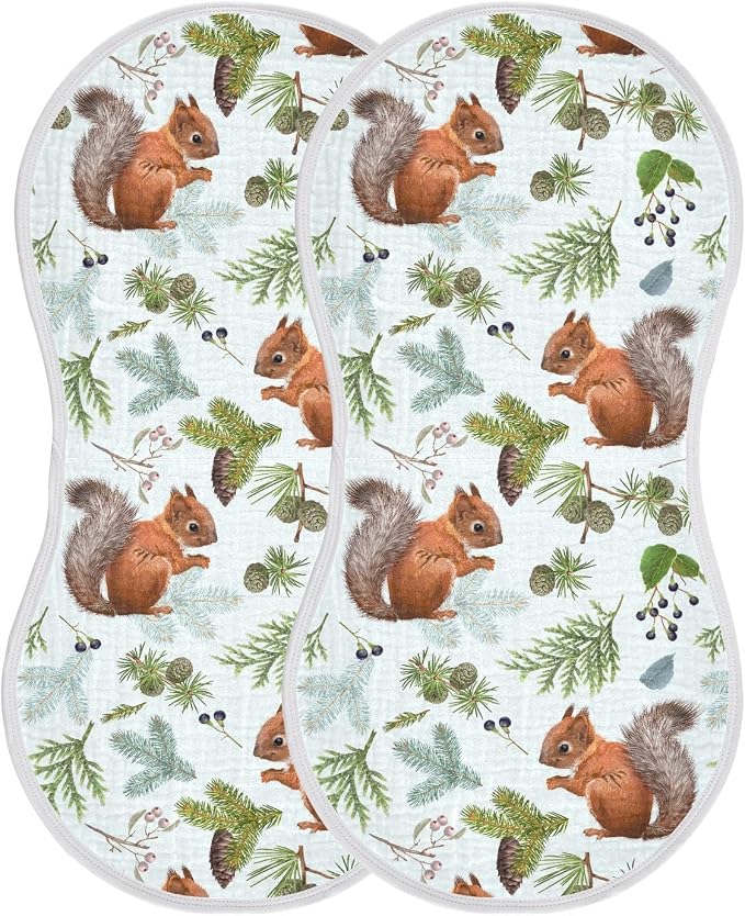 vvfelixl Baby Burp Cloths Forest Squirrels Baby Newborn Cotton Burping Cloths Set Baby Washcloths 4 Pack Blue