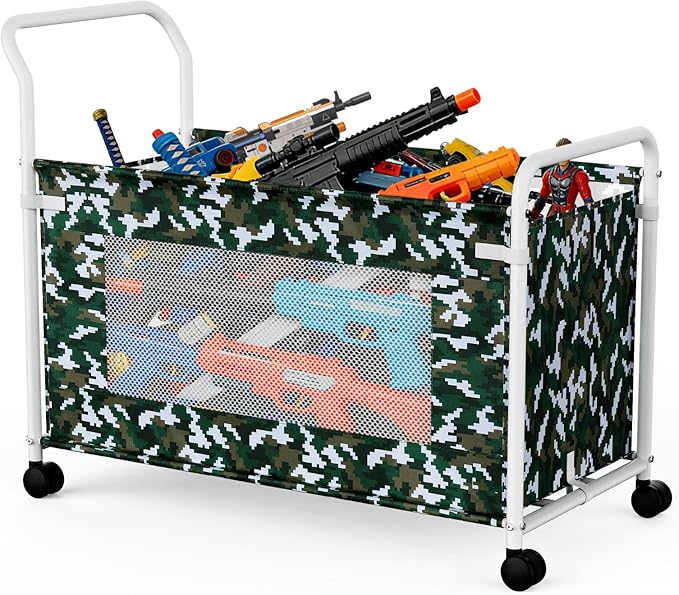 KEEGH Extra Large Toy Box for Kids with 360° Rotating Wheels, Heavy Duty Toy Chest for Boys and Girls, Toy Storage Organizer for Kids, Toy Bins for Living Room, Nursery, Bedroom (Camouflage)