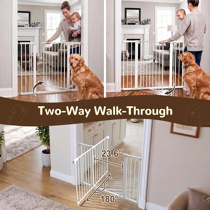 36” Tall Pet Gate with Door 29.7-48.8” Wide Adjustable Baby Gate | Auto Close, Pressure Mount Dog Gates for Doorways No Drilling, Indoor Puppy Gates for the House, Stairways, Hallways