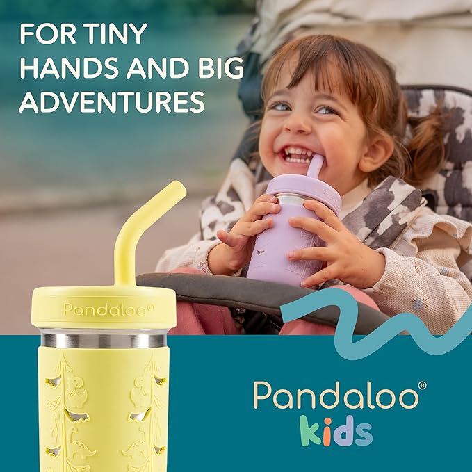Pandaloo® Smoothie Cups for Kids - Stainless Steel Toddler Tumbler with Straw, Sippy Cup for Smoothies - BPA-Free, Toddler Snack Cups, 10 oz