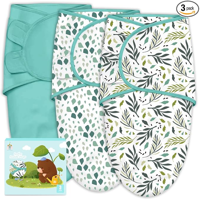 Cute Castle 3-Pack Baby Swaddle Sleep Sacks - Newborn Swaddle Sack - Ergonomic Baby Swaddles Blanket Warp for Boys and Girls - Baby Essentials (0-3 Months - Green)
