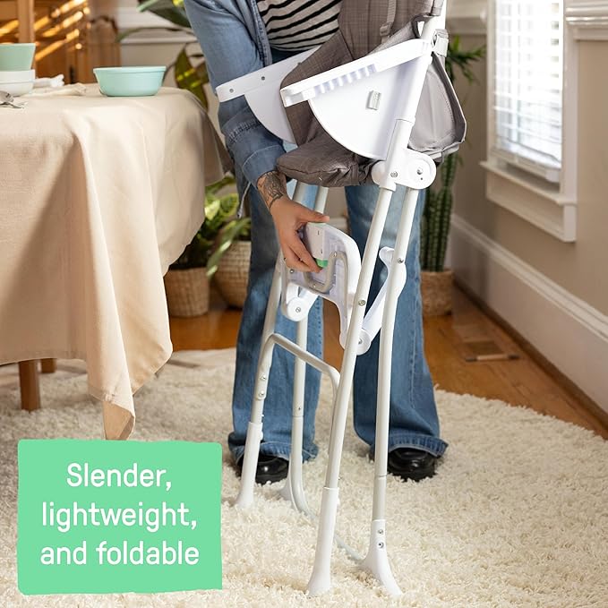 Ingenuity: ity by Ingenuity Sun Valley Compact Folding High Chair, Food-Grade Safe Plate, Safety Harness, for Ages 6 Months and Up, Unisex - Grey