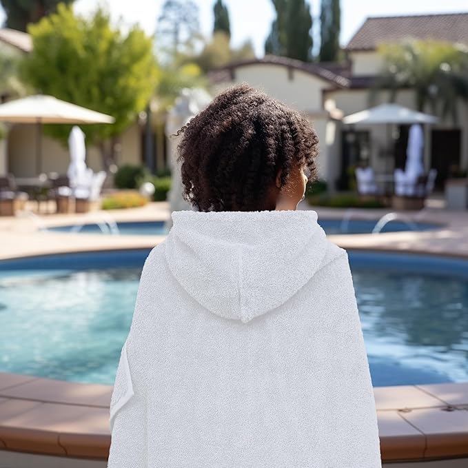 ORIGINAL KIDS Hooded Bath Towel Wrap - 2 Pack - Ultra Soft 100% Cotton Terry Large Oversized Hooded Kids Towel - Shower Pool Beach - 579 GSM Absorbent Quick Dry Plush Gift - 30 x 54 - White
