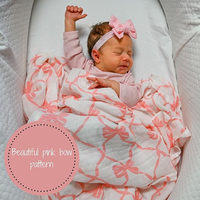 LollyBanks Baby Blanket, 100% Cotton Muslin Swaddle Blankets for Girls, Large 47 x 47 Inches Newborn Blanket, Soft and Breathable Swaddle Blanket, Baby Essentials, Registry (for Pink Lovers 2 Pack)