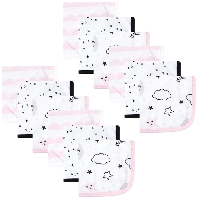 Hudson Baby Unisex Baby Cotton Muslin Washcloths, Dreamer, One Size