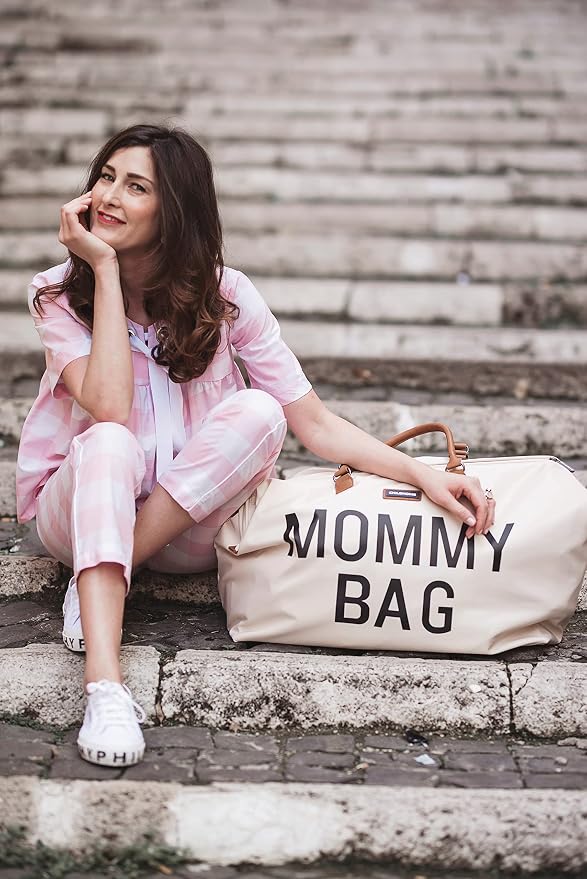 Childhome Original Mommy Diaper Bag - Large Tote, Travel & Hospital Bag (Off White Black)