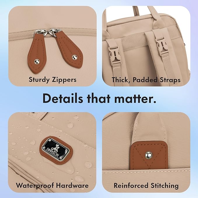 Dikaslon Diaper Bag Backpack with Portable Changing Pad, Pacifier Case and Stroller Straps, Large Unisex Baby Bags for Boys Girls, Multipurpose Travel Back Pack for Moms Dads, Milk Tea Khaki