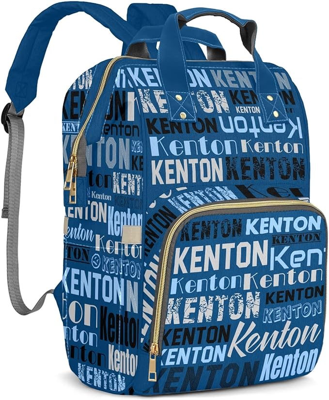 Large Capacity Custom Diaper Bag for Baby Boy with Name, Blue Multifunctional Mom Personalized Diaper Bag Backpack Waterproof Women Customized Daypack Nappy Bag