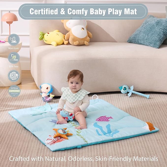 UTEX Premium 9-in-1 Tummy Time Mat, Soft Sensory Mat for Infants, Baby Play Gym Mat, Newborn Essentials Gift