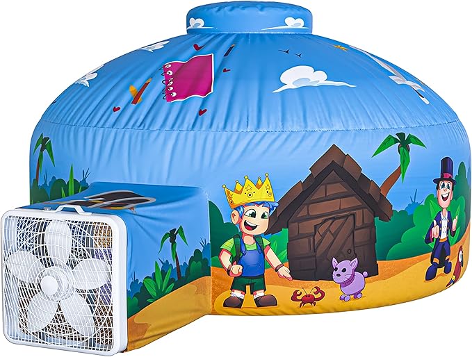 Skywin Air Tent for Kids (77??x 50?? Builds in 30 Sec, Toddler Tents Indoor for Imaginative Play, Spacious Kids Forts Indoor Playhouse for Boys & Girls Ages 3-14 (Fan Not Incl) (Blox Fortress)