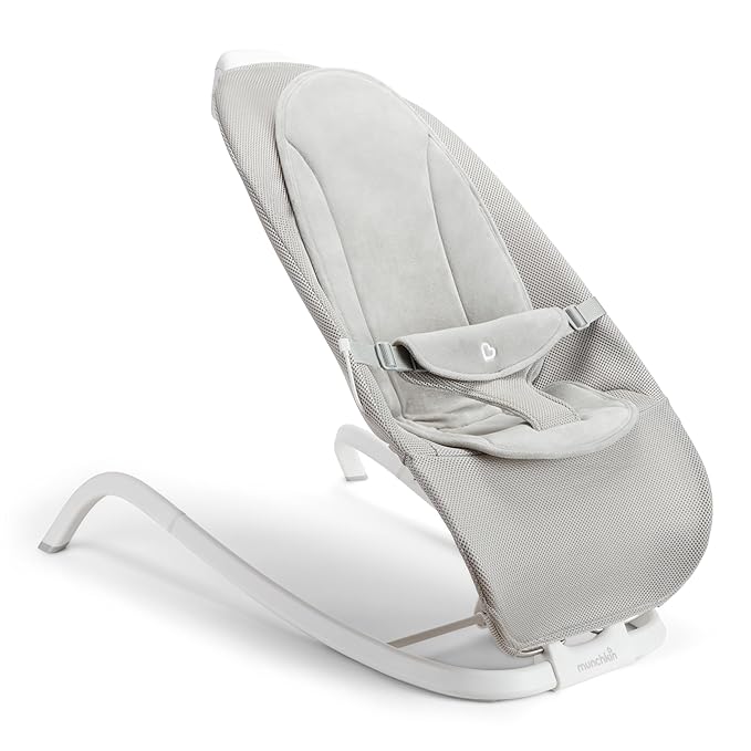 Munchkin® Electric Baby Bouncer & Rocker with Digital Touch Display, Soothing Sounds & 3 Recline Positions - Automatic Bouncing & Rocking, Grey