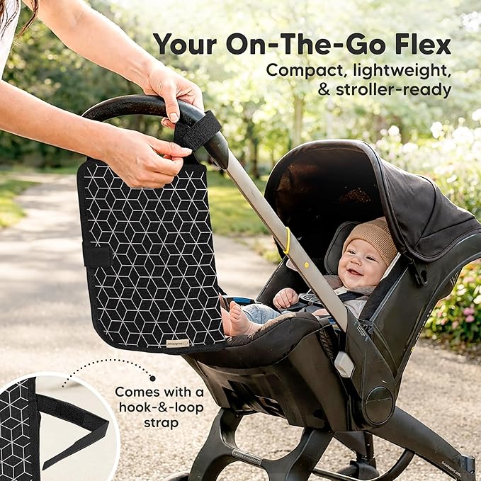 KeaBabies Portable Changing Pad for Baby, Travel ??26 x 21 Wipeable, Waterproof, Foldable Baby Diaper Changing Mat for Diaper Bag, Caddy, Car, Bed, Newborn, Compact Changer Mat Station (Black Geo)