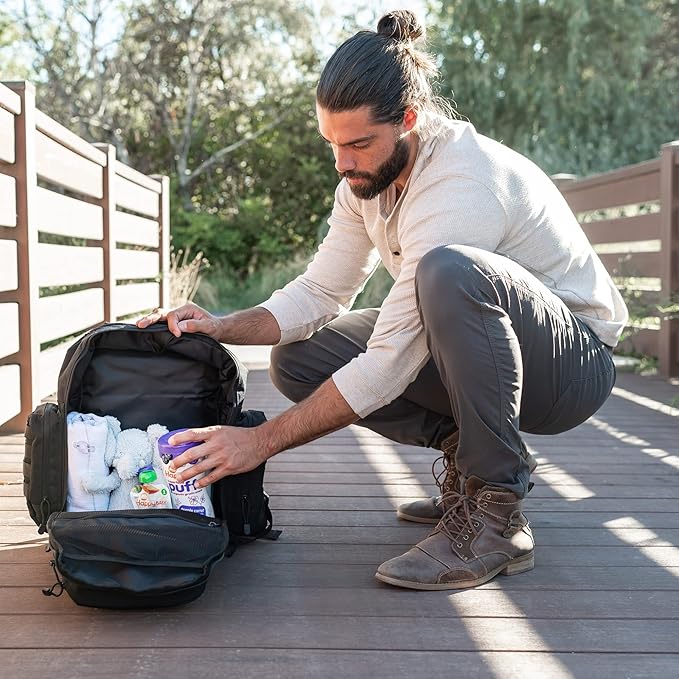 Dad Diaper Bag - Molle-Style Military Diaper Backpack Made of Rugged 900D Waterproof Polyester with Wider Extra-Long Straps, Pouch for Dirty Diapers, Baby Wipes Dispenser & Insulated Bottle Pockets
