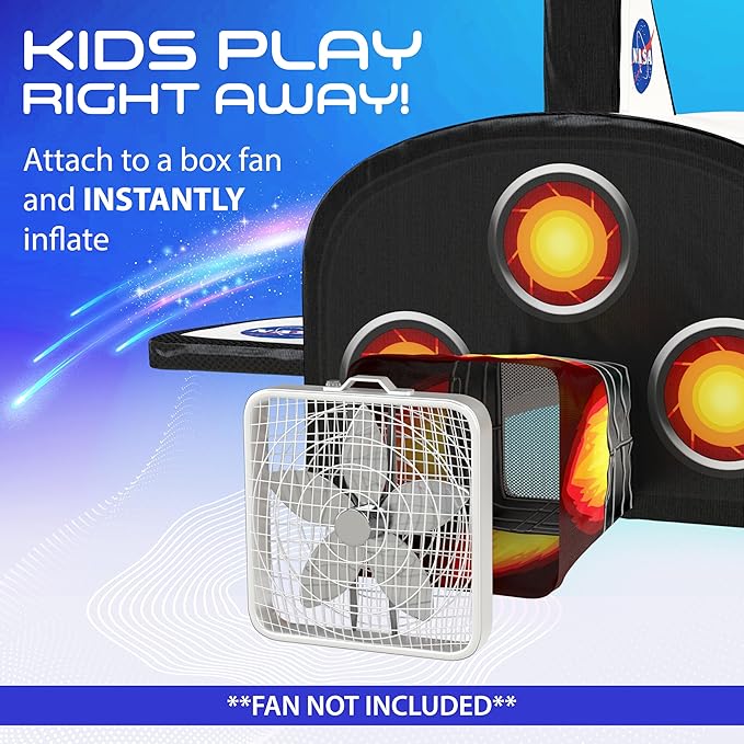 W&O Space Explorer Aerodome with LED Lights & Blast-Off Button ??Inflates in Seconds to Create an Immersive Space Adventure for Kids Ages 3-12 ??Inflatable Rocket Ship Tent (Fan Not Included)