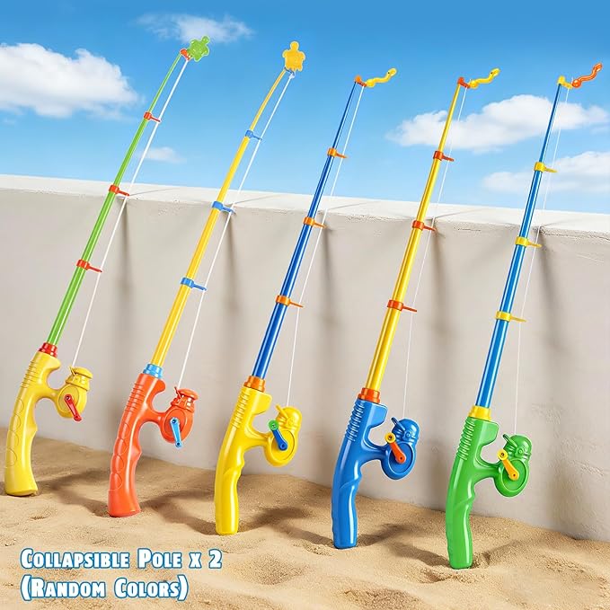 CozyBomB??Magnetic Fishing Toy Pole 2 Pack for Replacement | No Fishes are Included, Bathtime Carnival for Toddler Education Teaching, Party Fishing Poles Rod Ocean Sea Animals Birthday Gift (X-Large)