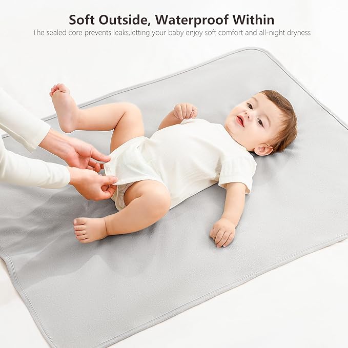 Diaper Changing Pad Travel Portable Changing Pad for Baby 2 Pack Absorbent Changing Pad for Diaper Bag, 35 * 29.5 inch Baby Changing Mat Newborn Baby Essentials - Gray&Elephant