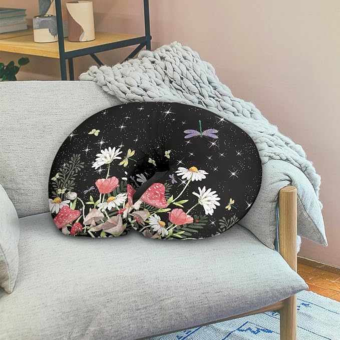 Mushroom Dragonfly Nursing Pillow Detachable Newborn Original Breastfeeding Slipcover Case and Positioner Removable Head Support Protector Cushion Essential with Hidden Zipper Easy to Use