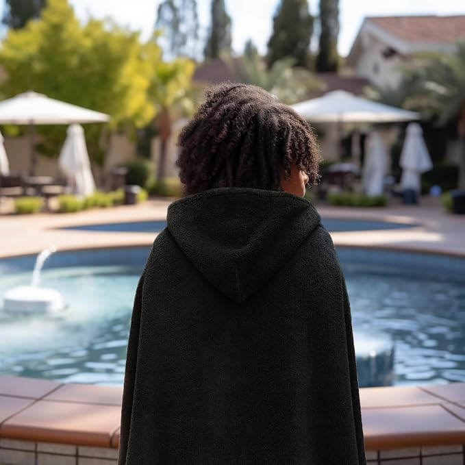 ORIGINAL KIDS Hooded Bath Towel Wrap - 2 Pack - Ultra Soft 100% Cotton Terry Large Oversized Hooded Kids Towel - Shower Pool Beach - 579 GSM Absorbent Quick Dry Plush Gift - 30 x 54 - Black