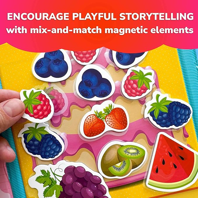 QUOKKA Travel Magnetic Puzzles for Toddlers 1-3 – 20+Pcs Fruits & Vegetables Game – Fun Travel Game Toy for Kids Ages 3-5 – Strong Magnets for Car Activities – Fun Toddler Puzzle Ages 2-4